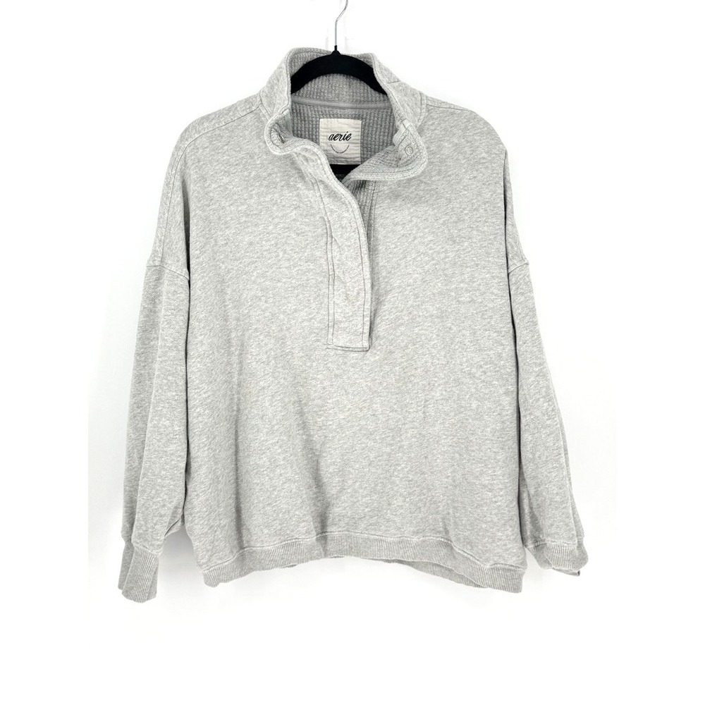 Aerie Women Oh Snap Oversized Cropped Quilted Neck Pullover Athleisure Size M